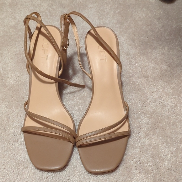 LOFT Beige Strappy Heels - Picture 1 of 3